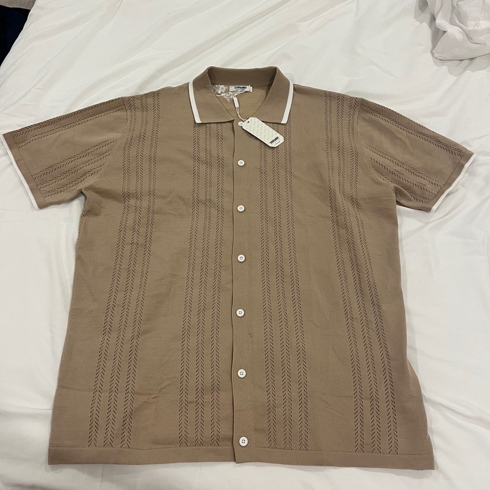 NWT Coofandy Men's Brown Short Sleeve Shirt